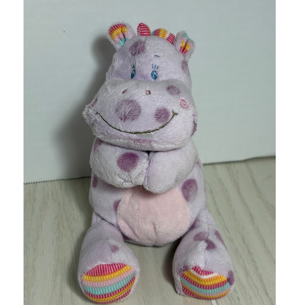 Stephan Baby Hippo Plush Purple Spotted Rainbow Stripes 2011 Stuffed Animal